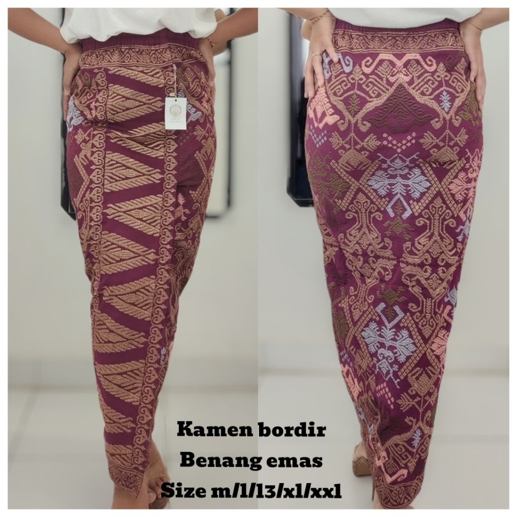 kamen jadi bordir benang silver/ gold