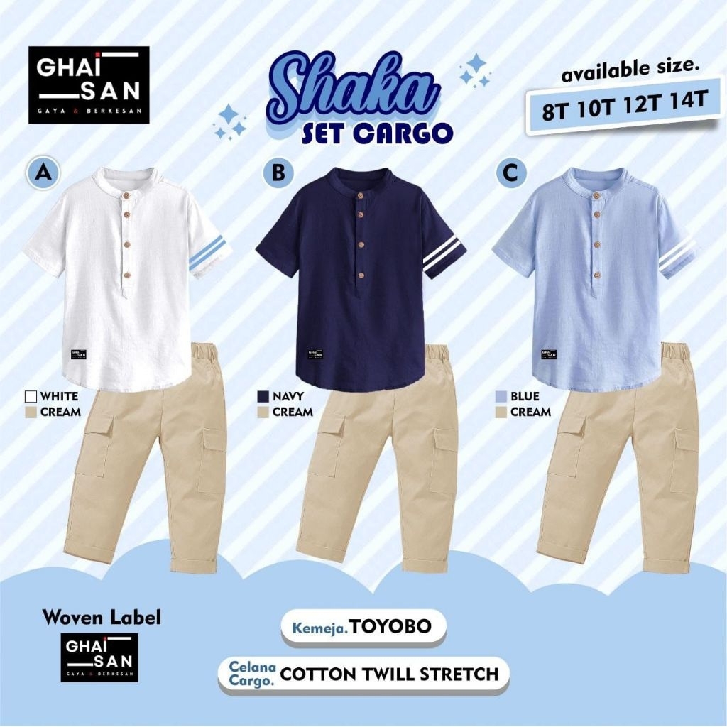 [ SHAKA SET CARGO ] By GHAISAN setelan Koko dan celana anak cowok baju muslim anak laki toko baju an