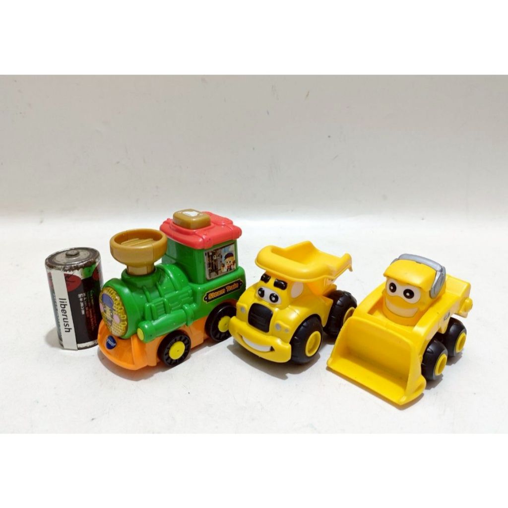 Set vtech toot toot drivers train , toy state caterpillar cat bulldozer dump truck vehicle baby educ