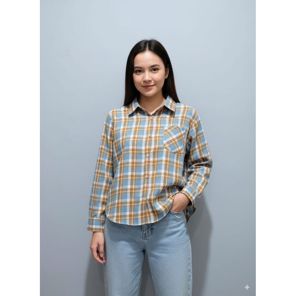 Yara crop top flanel kemeja Flanel  wanita crop top kotak kotak