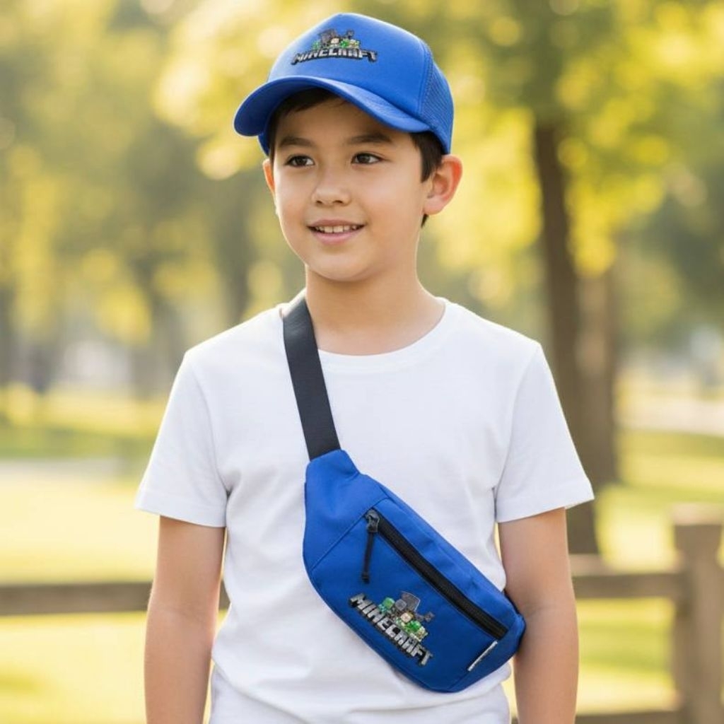 Tas Pinggang Anak Laki Laki Karakter Minecraft Keren Waist  bag Kids Boy