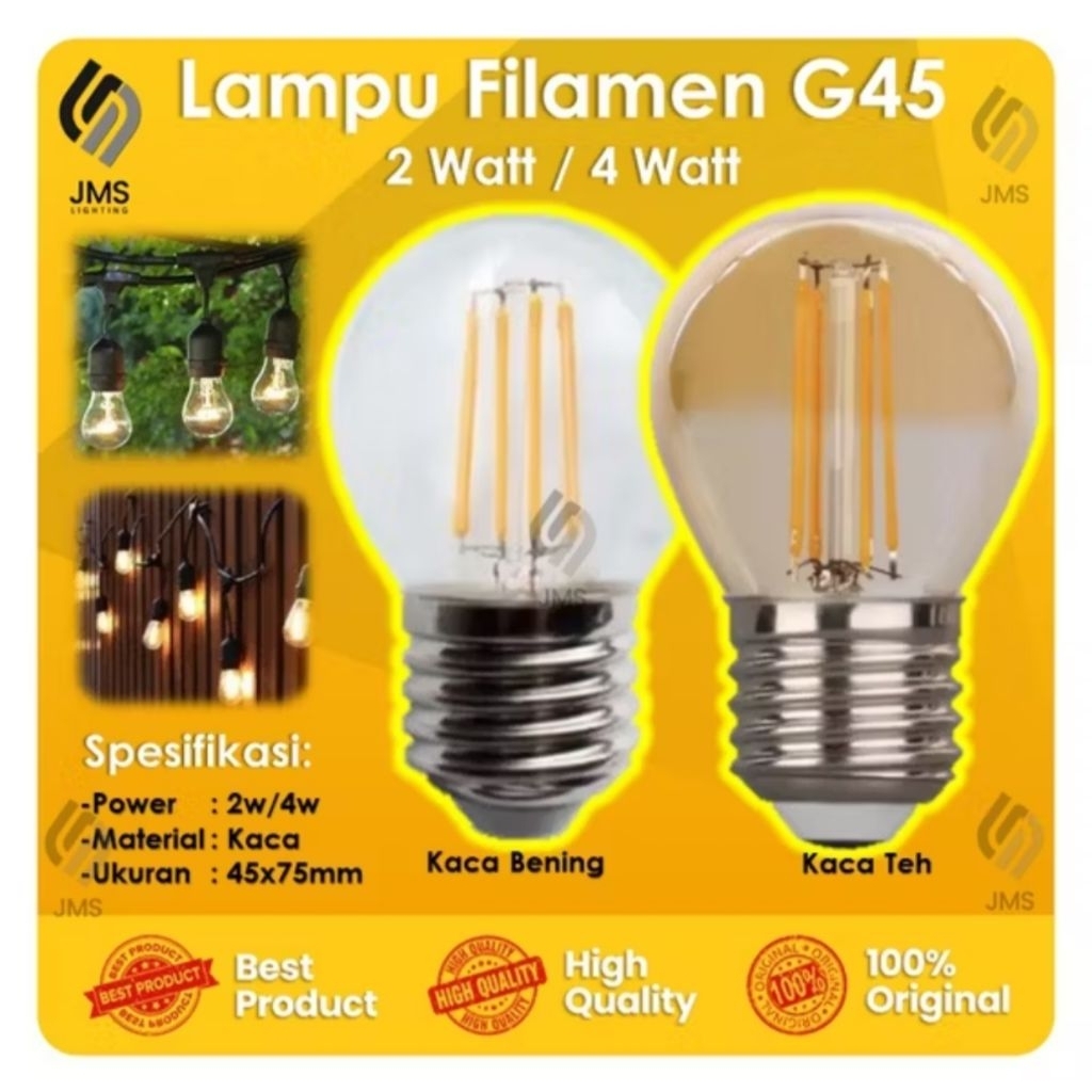 Lampu Filamen filament Hannochs Edison HOYT 2W 3W 4W 5W Watt lampu cafe kuning warm white