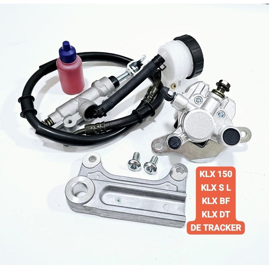 KALIPER BELAKANG KLX 150 KLX S L KLX BF KLX DT DE TRACKER D TREKER KAWASAKI SET BREKET SELANG REM MI