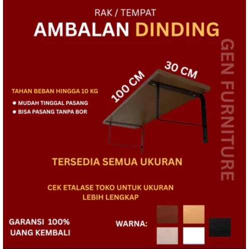 Rak Dinding Minimalis Ambalan SIKU BESI Hiasan Papan Hambalan Kayu Laci Melayang Dinding Ukuran 50cm