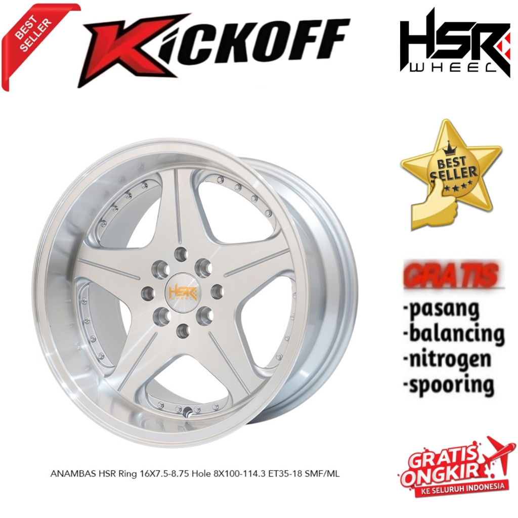 Velg Mobil Yaris Mobilio Kijang Panther Brio Avanza Ring 16 Hsr Anambas Pcd 4x100 4x114,3 Silver