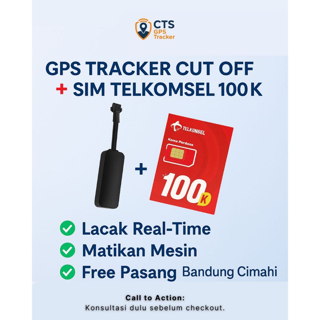 GPS Tracker CUT OFF Mobil Motor + SIM Telkomsel 100K | Lacak Real-Time, Matikan Mesin, Free Pasang B