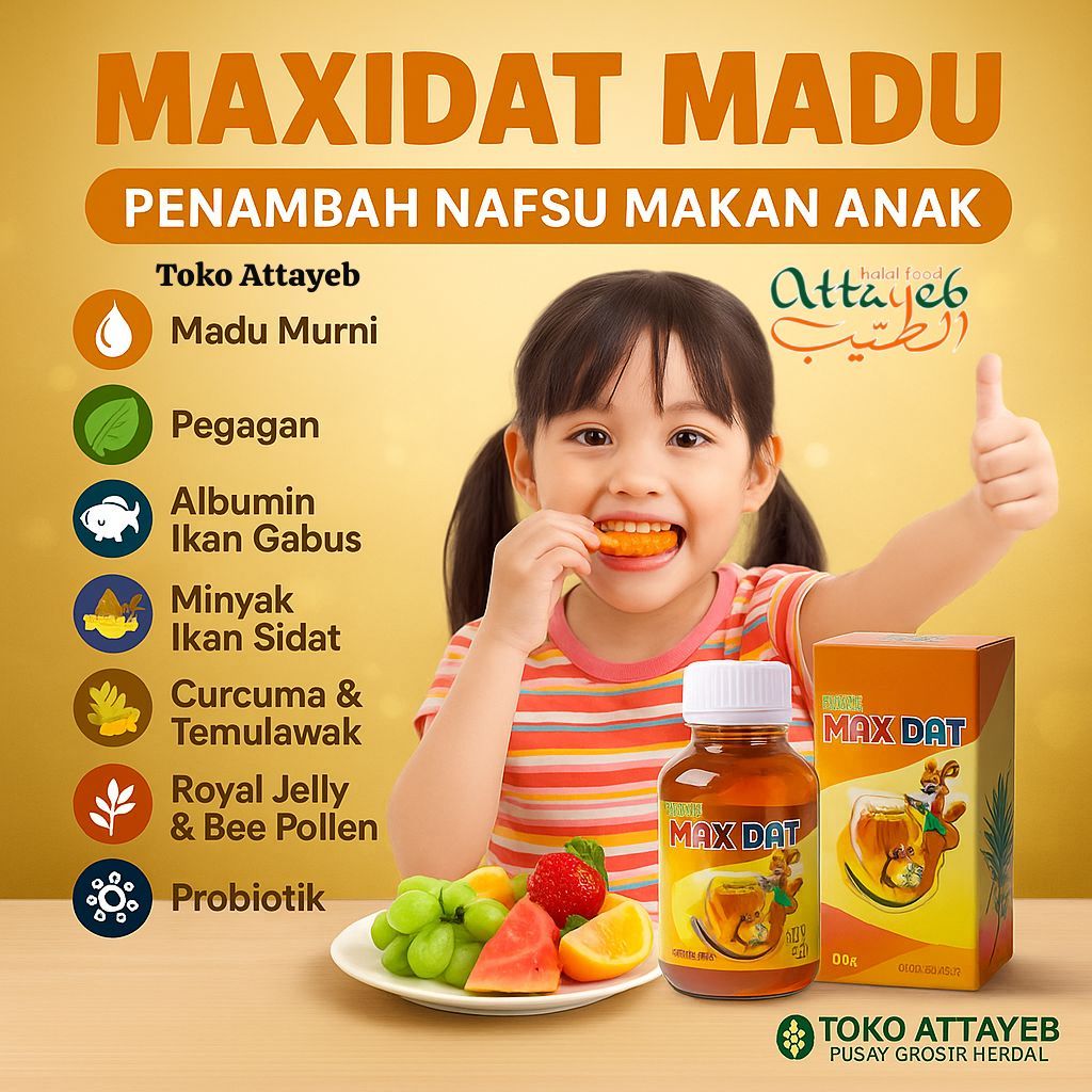 Madu Gemuk Anak Sehat Badan Tinggi Maxidat 180gr Plus Ekstrak Pegagan Albumin Ikan Gabus Plus Curcum