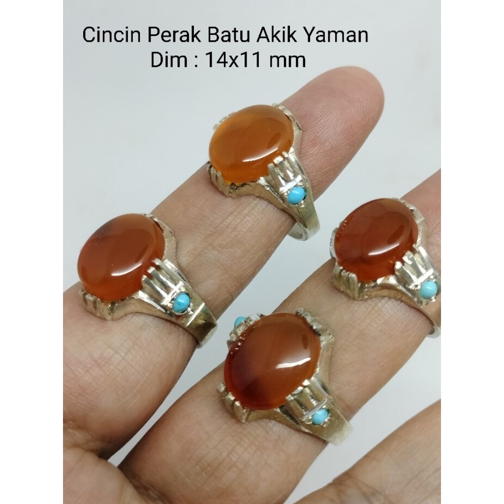 Cincin Perak Batu Akik Yaman+Pirus