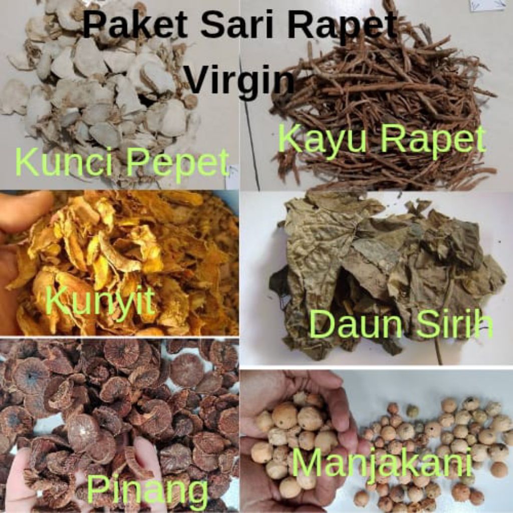 Paket JSR Manjakani Pinang Kunci Pepet kayu Rpet Daun sirih kering Kunyit Sari Rapet Vgn Alami