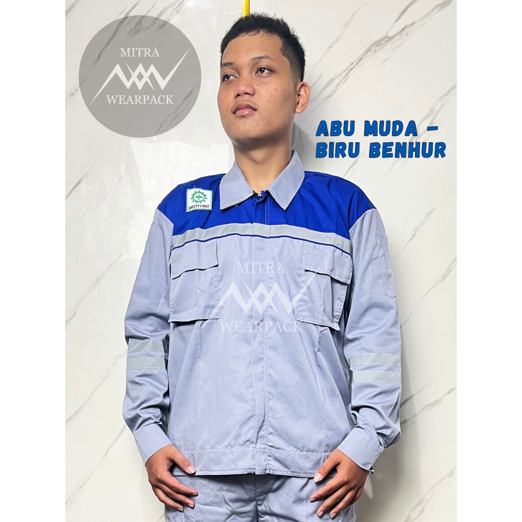 Wearpack Safety Atasan || Abu Muda - Biru Benhur