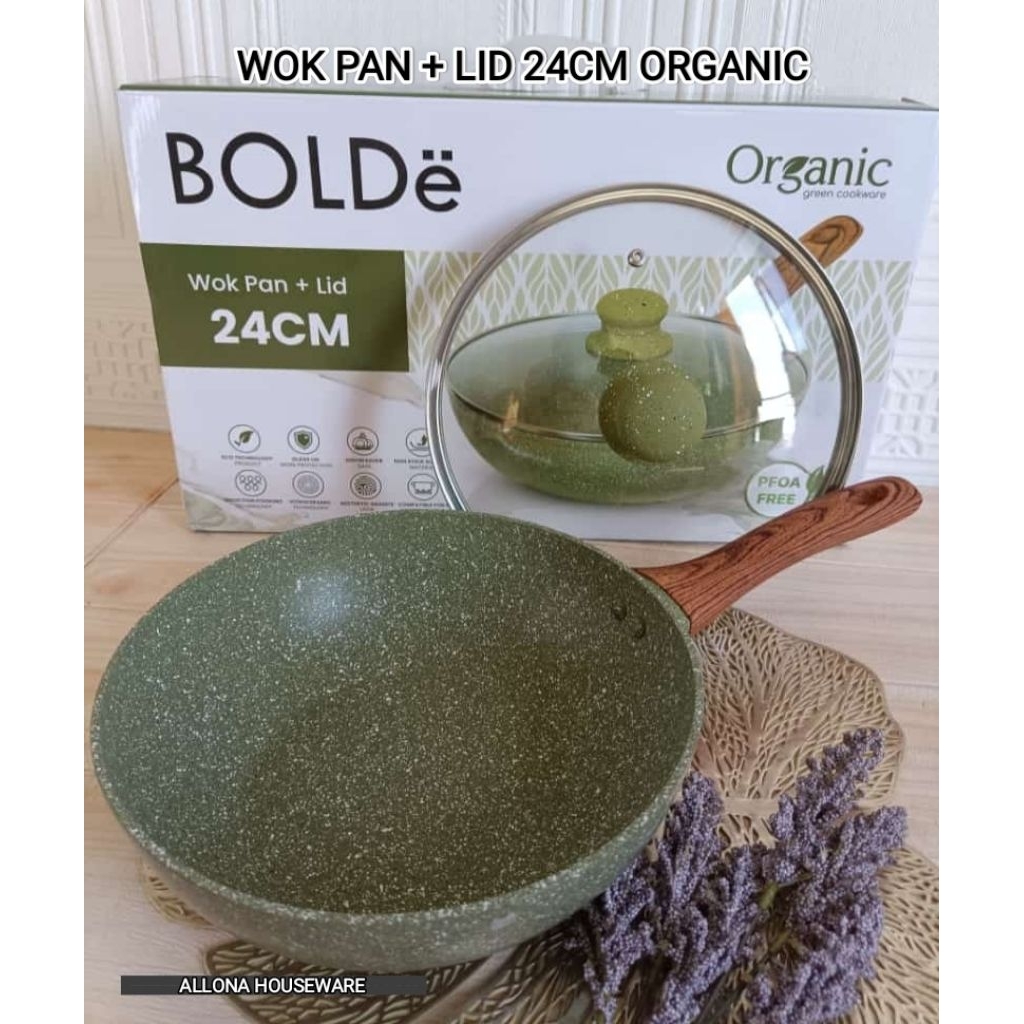 WOK PAN GRANITE TUTUP KACA BOLDE