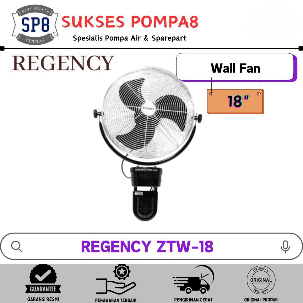Kipas Tornado REGENCY Wall Fan 18 Inch ZTW18 / Kipas Angin Dinding
