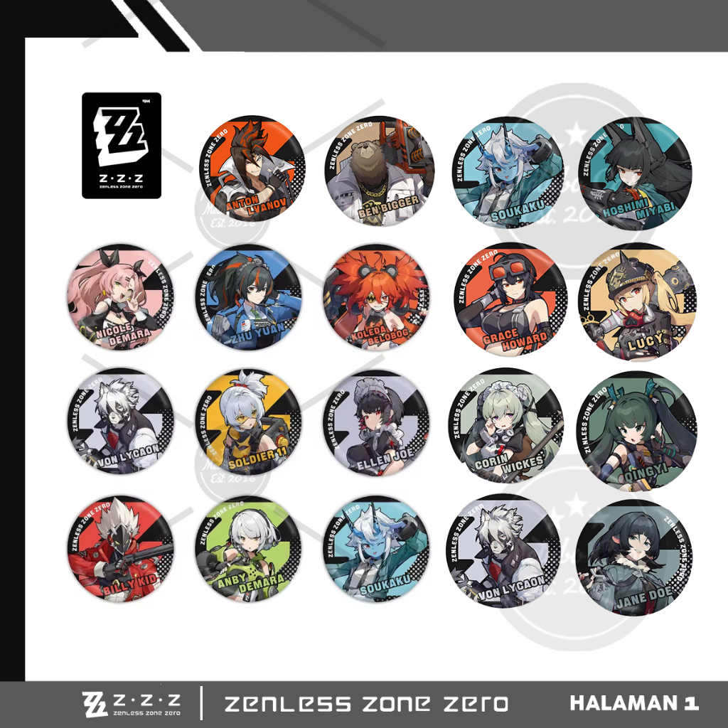PROMO GACHA BELI 2 GRATIS 1 Pin Badge ZZZ Billy, Miyabi, Anby, Nicole, Lycaon, Ellen, Koleda, Soukak