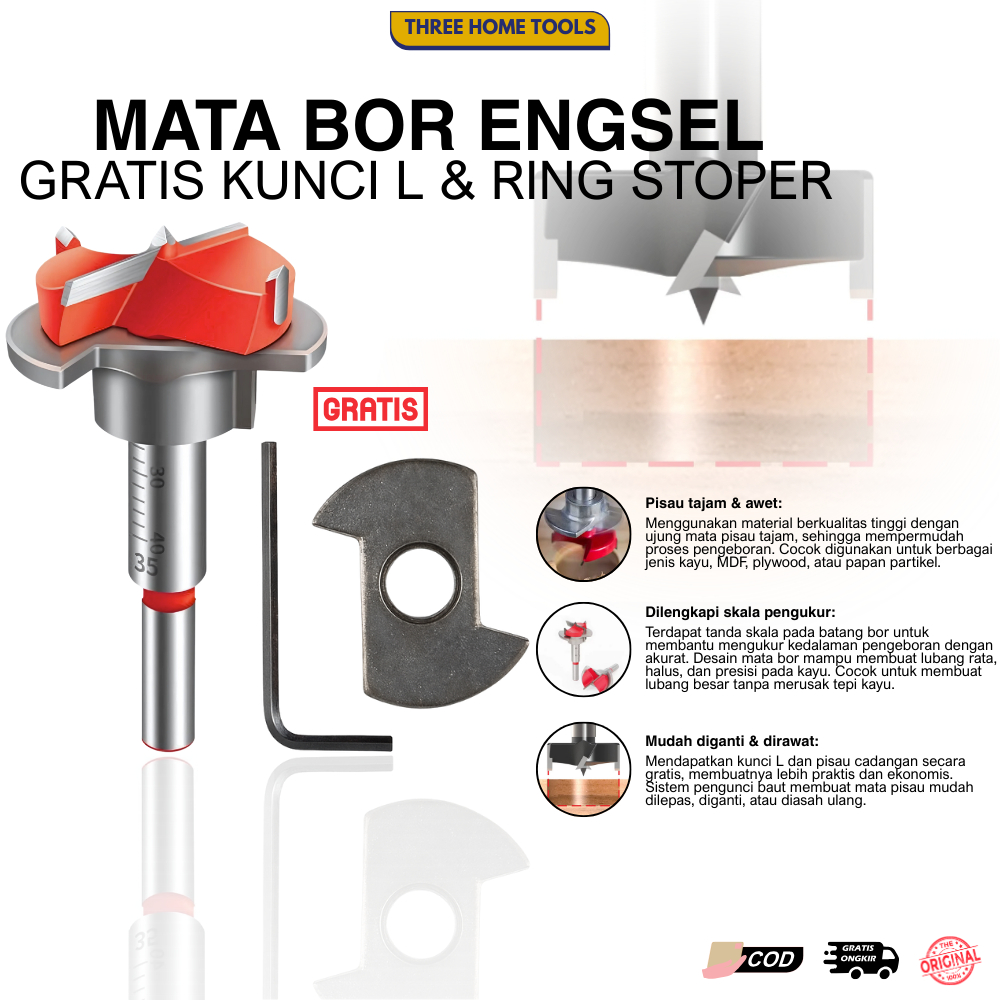Mata Bor Engsel Sendok 35mm Mata Bor Kayu Engsel Forstner Bit