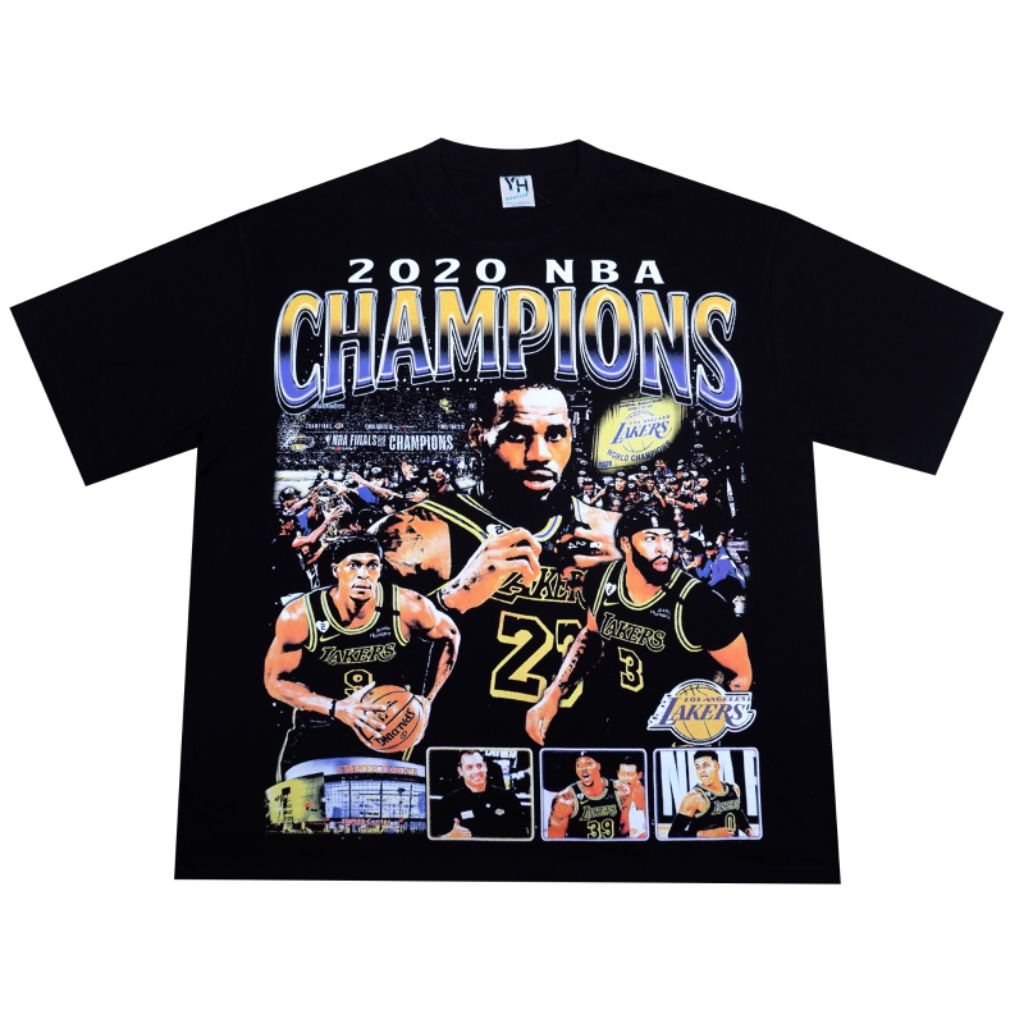 LAKERS CHAMPION KAOS OVERSIZE BASKET KATUN TEBAL COMBED 20S