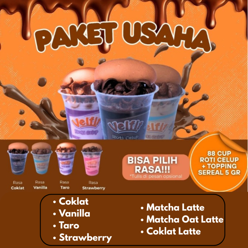 (MAX ORDER 1 PAKET) Paket Usaha 88Cup Velfit Roti Celup MIX RASA
