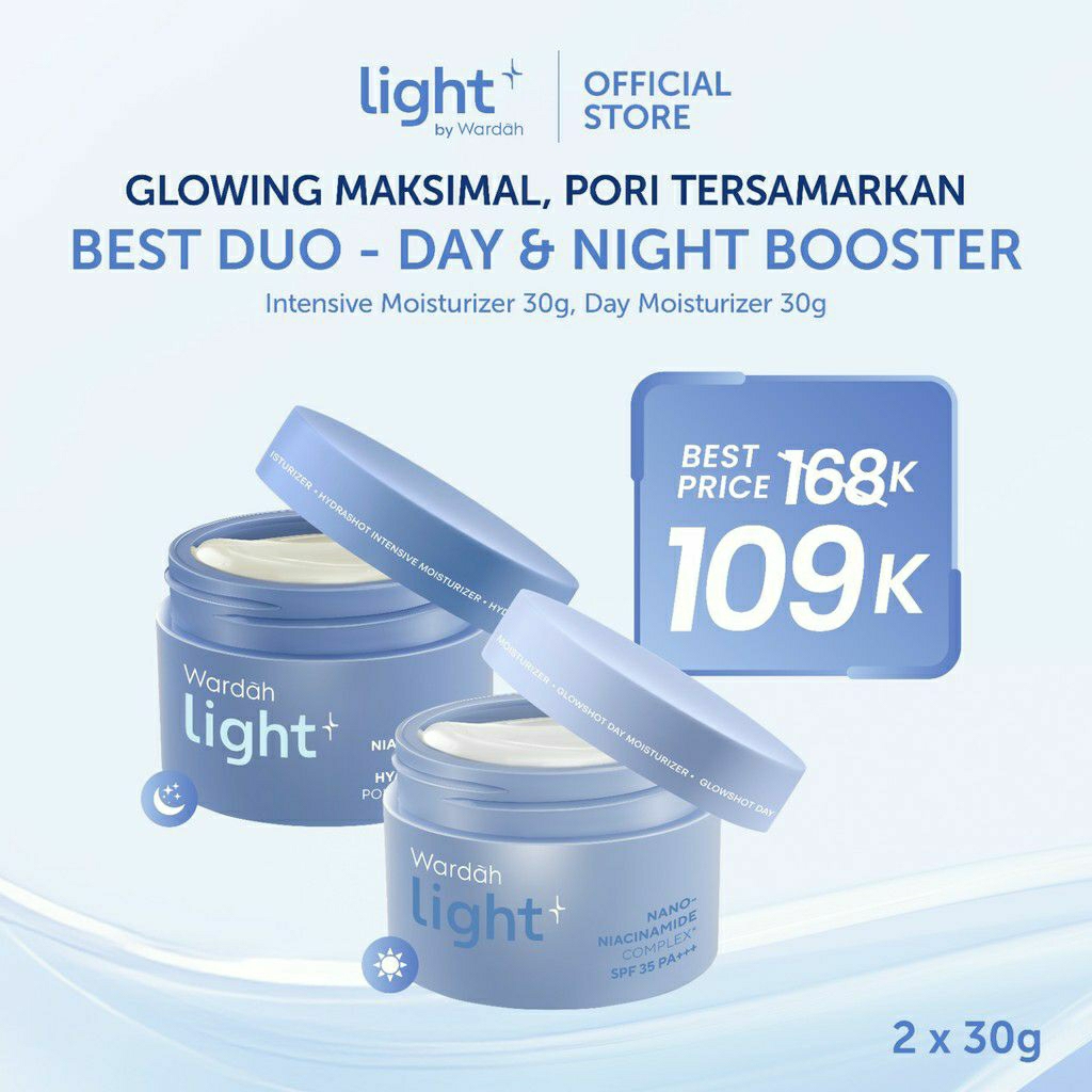wardah lightening moisturizer cream 30g paket bundling siang dan malam