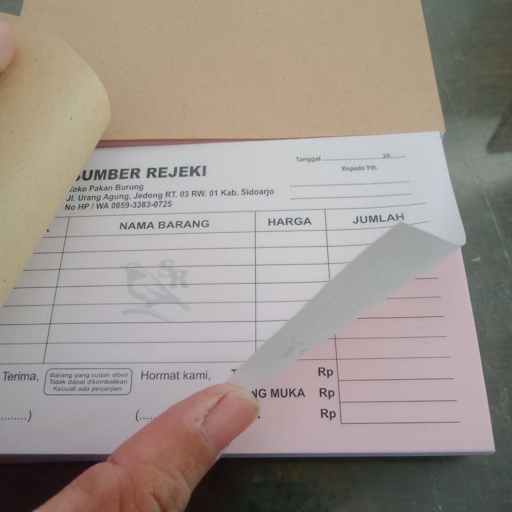 cetak nota 2 ply 1 rim