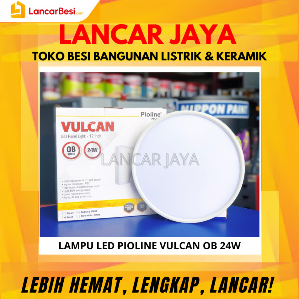 LED Panel Light Pioline Vulcan OB Square/ Round  24W | Lampu LED Panel Pioline