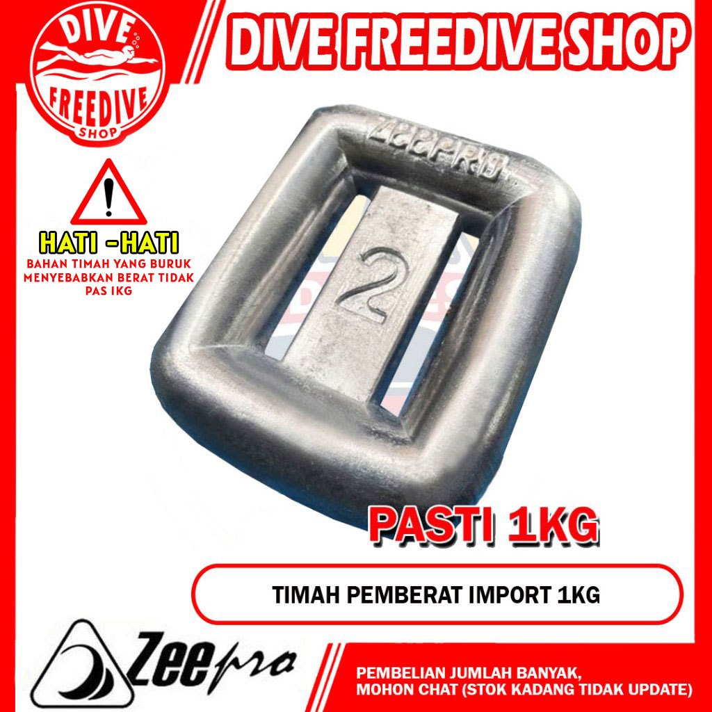 Timah Pemberat Zeepro 1kg (1000 Gram) / Timah Pemberat Zeepro Scuba Diving / Pemberat Freediving Spe
