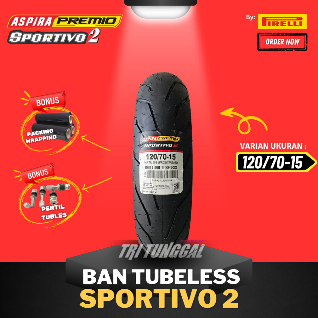 [READY COD] BAN ASPIRA PREMIO SPORTIVO 2 ( 120/70-15 ) TUBELESS MEDIUM SOFT COMPOUND RING 15 / BAN M