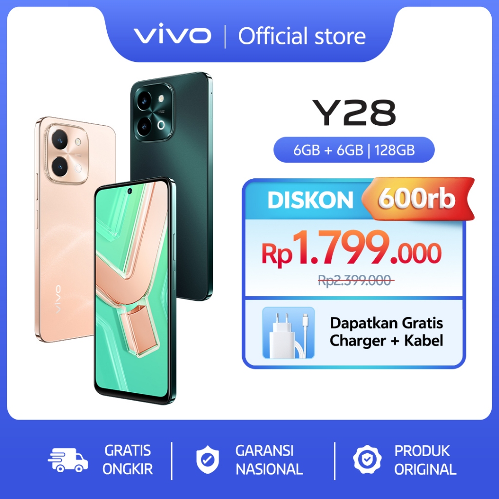 vivo Y28 (6/128) - 44W FlashCharge+6000mAH, Dynamic Design, Dual Speaker + 300% Audio