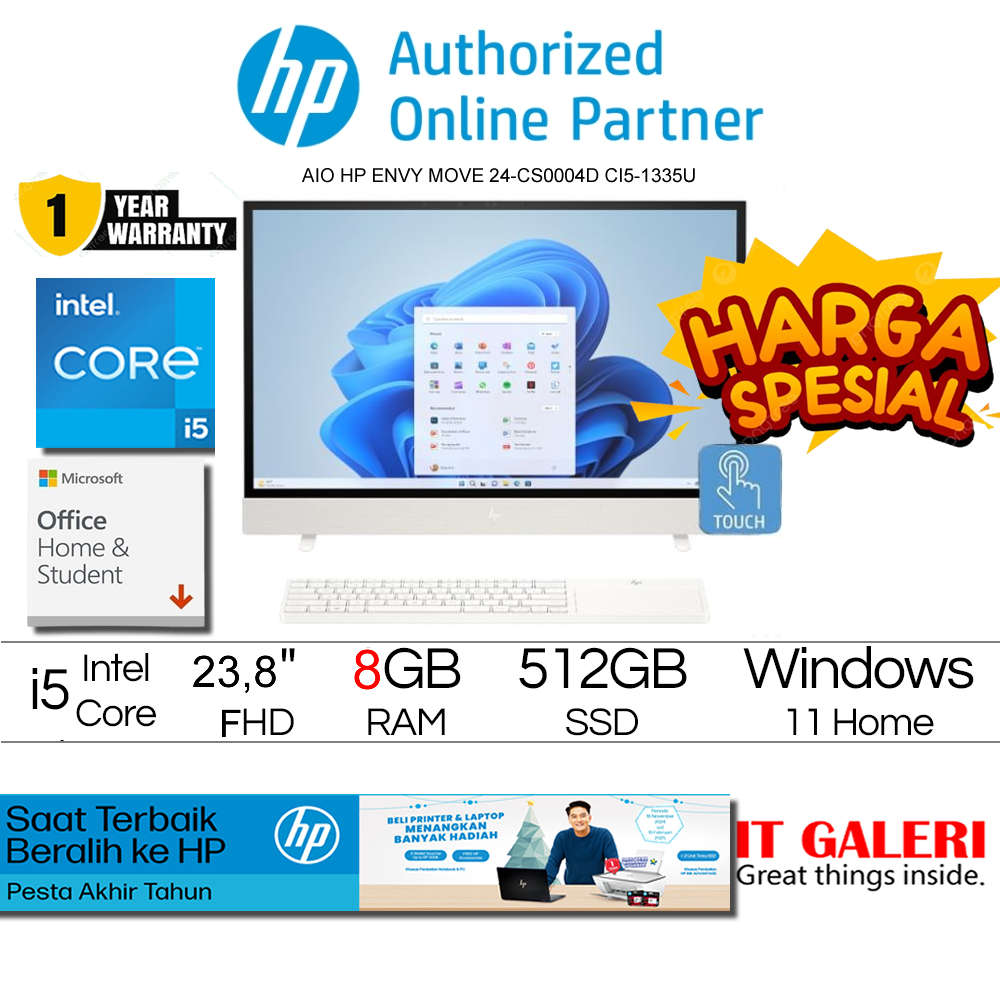 HP Envy Move All-in-One Desktop PC AIO 24 cs0003d cs0004d - Intel Core i5-1335U/8GB | 16GB/512GB | 1