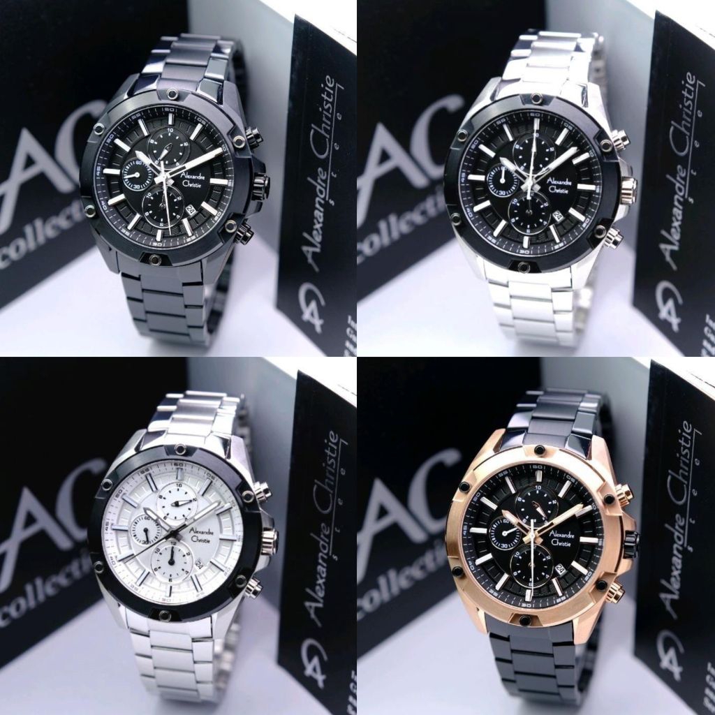 alexandre christie jam tangan pria AC 6690 AC6690 stainless steel chrono original tersedia dalam ber