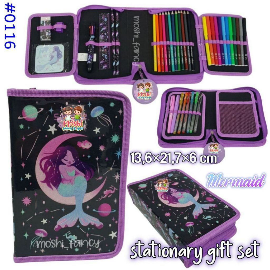 Stationary Midi Zip Mermaid Ariel / Pencil Case Mermaid Ariel / Alat Tulis Ariel Mermaid