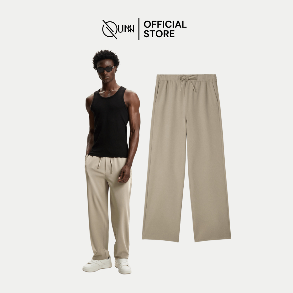 Bershka Jogging Trousers Straight Fit Sand / Celana Panjang Training Santai Pria