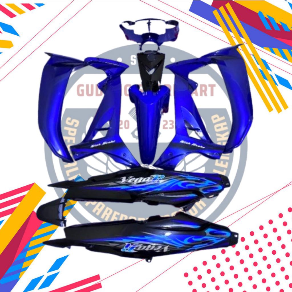 Yamaha vega r new 2006-2009 biru hitam, full bodi vega r new biru hitam, cover bodi vega r new, saya