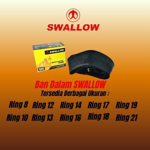 Ban Dalam Motor Swallow Tersedia berbagai Ukuran untuk |Ring 8, 10, 12, 13, 14, 16, 17, 18, 19, 21|