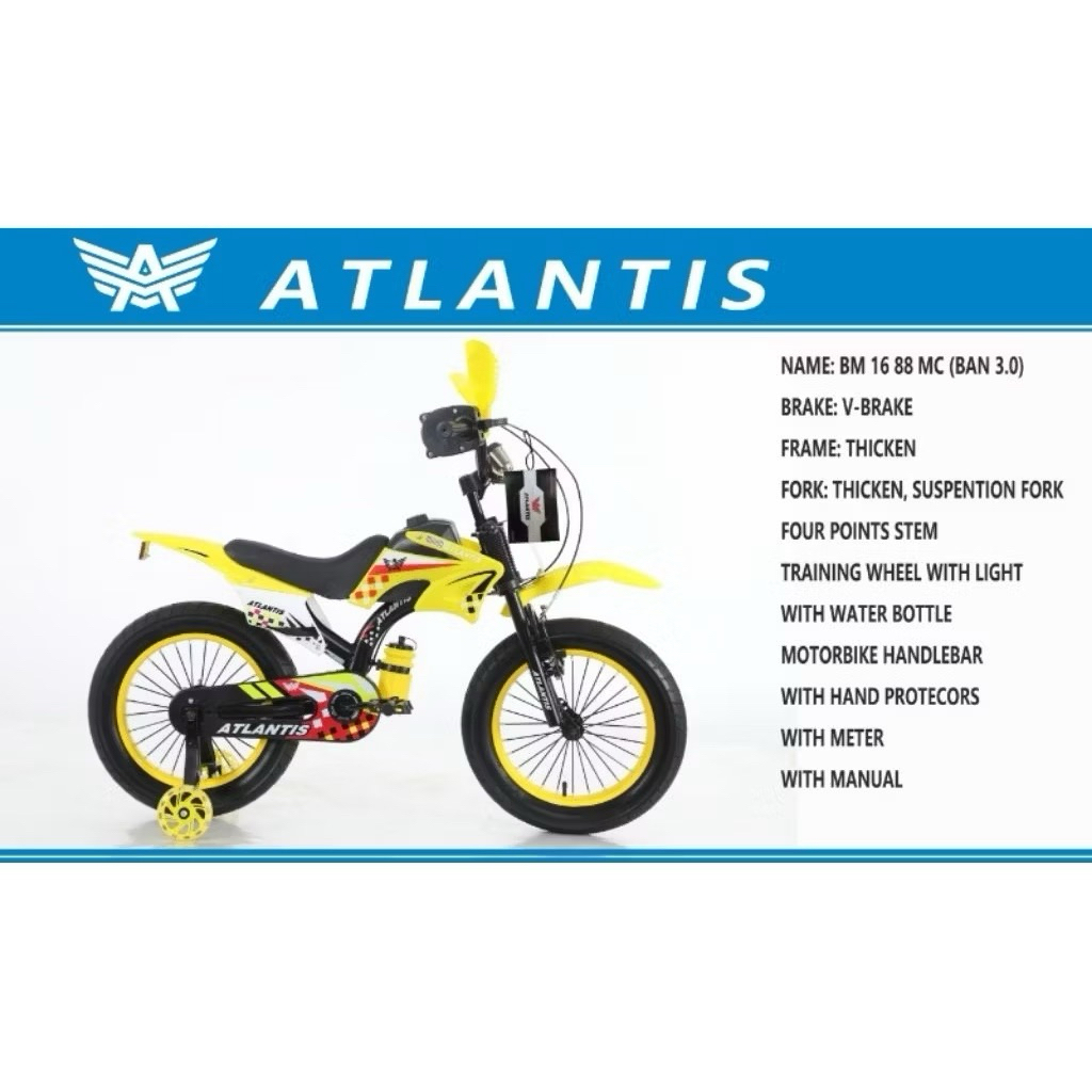 Sepeda Anak Cowok BMX Motocross Atlantis MC 88 dengan pedal gowes Murah Berkualitas