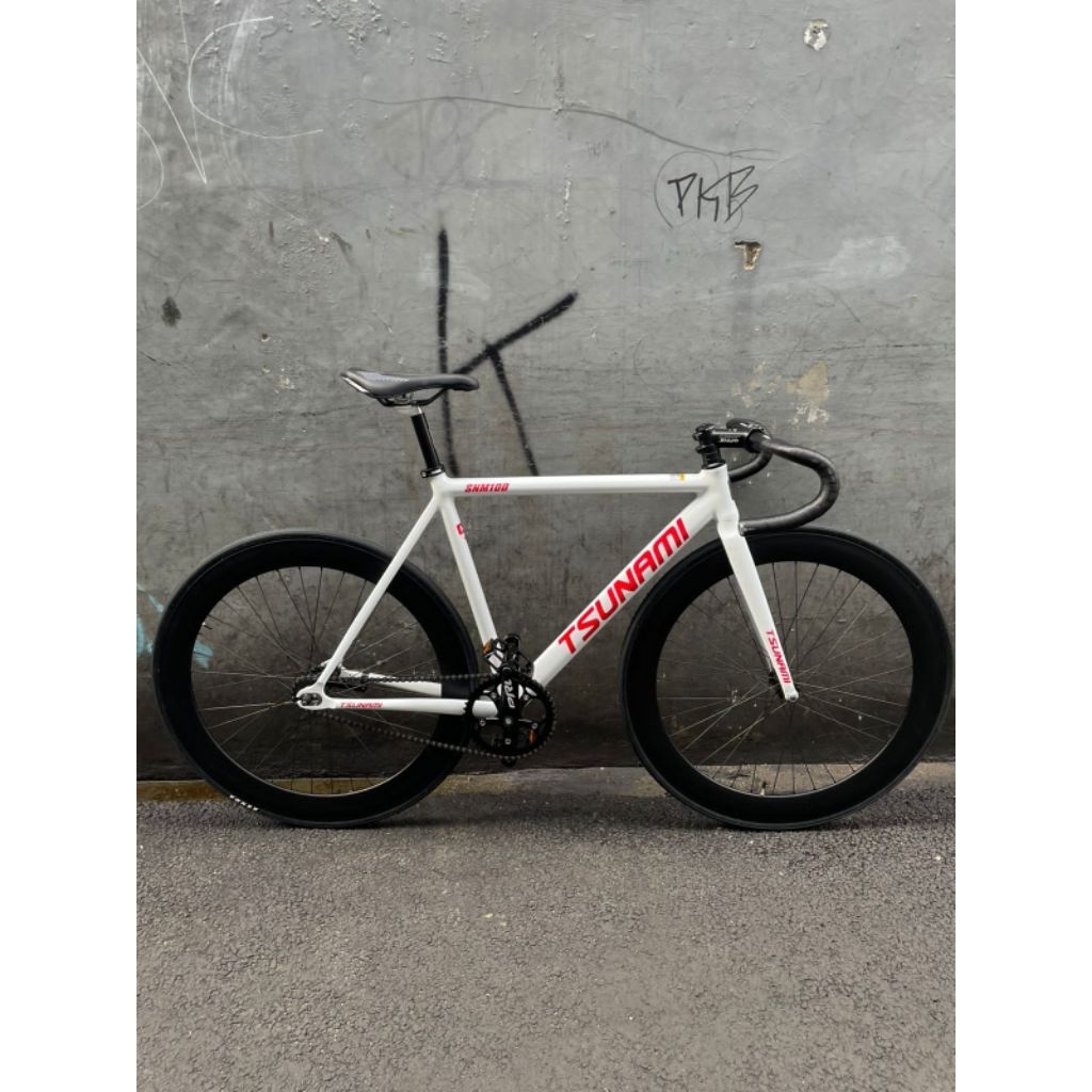 NEW Original Fullbike Fixie Tsunami SNM100 putih list merah Doltrap / torpedo