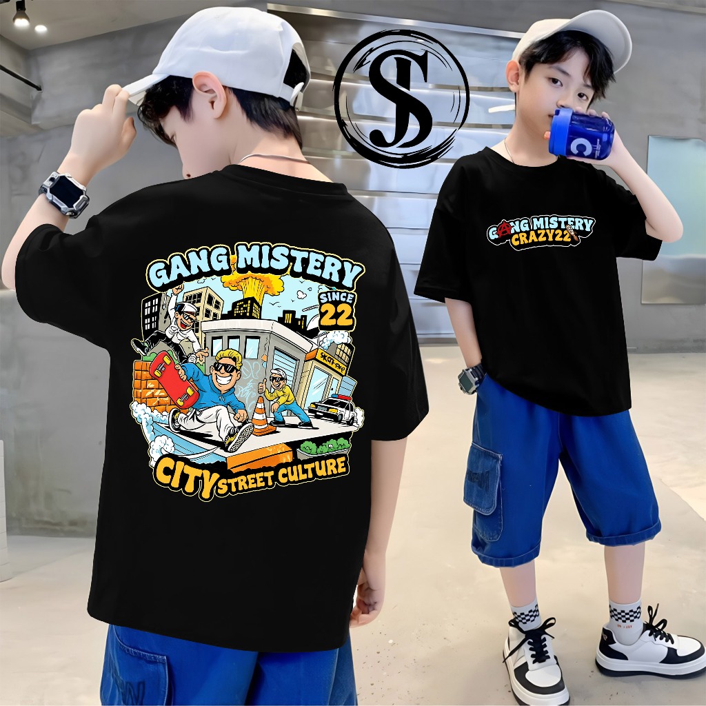 Kaos Anak Distro Gang Mistery Cowok Cewek Baju Kaos Pria Biru Benhur Viral Kaos Baju Distro Pria Ter