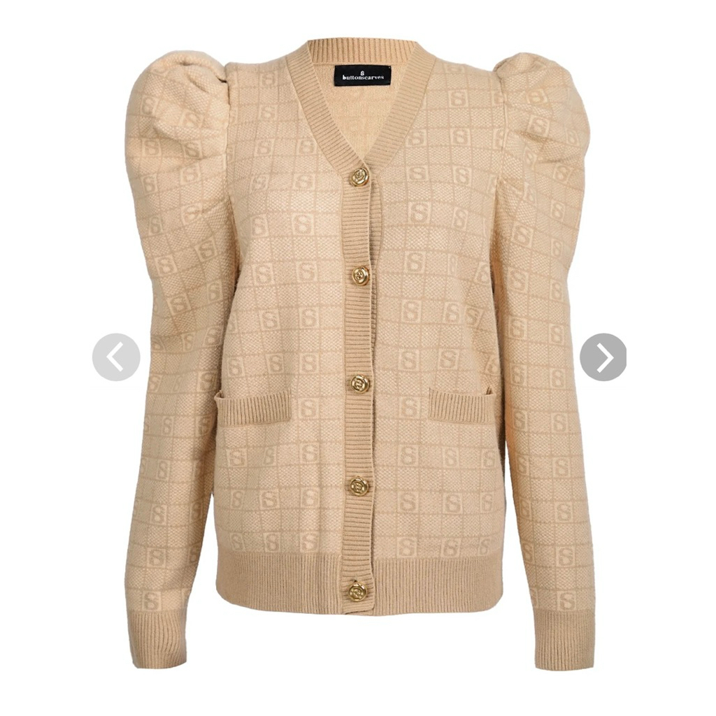 Plaid cardigan Sand Buttonscarves