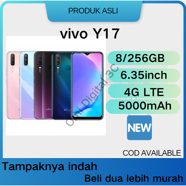 Vivo Y17 8GB/256GB 6.35" Dual SIM 20MP+13MP || Vivo Y17 Smartphone 4G 5000mAh Battery 8GB RAM