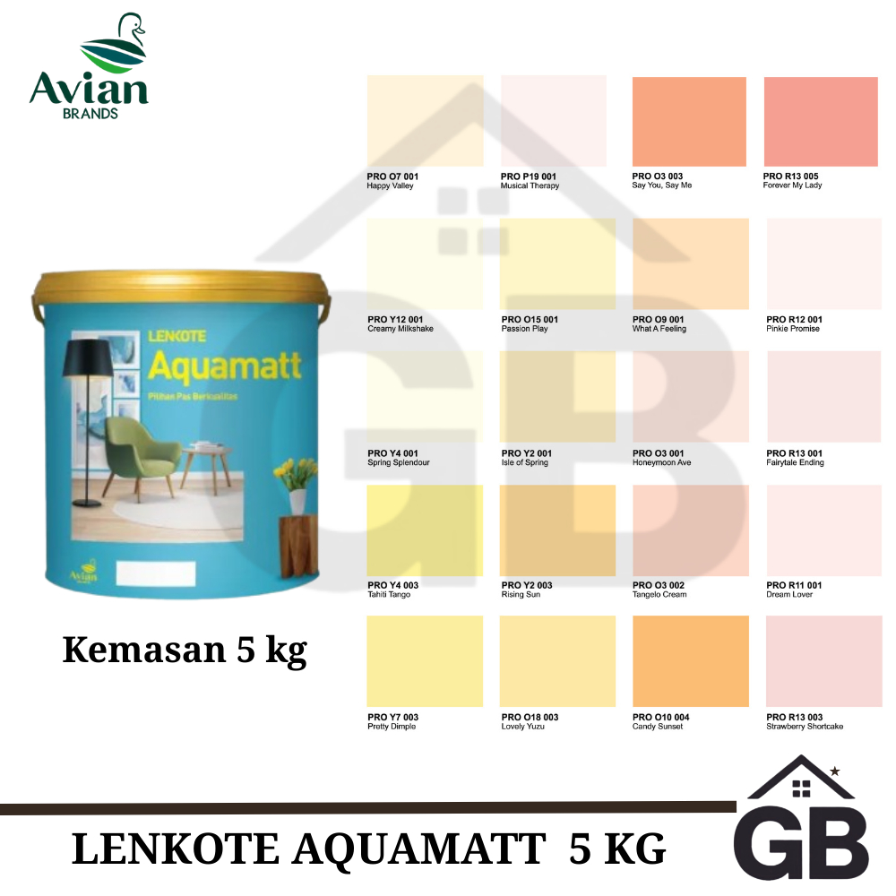 Aquamatt Lenkote 5kg // Cat Tembok Lenkote Aquamatt 5 Kg // Bisa Custom Warna (et.1)