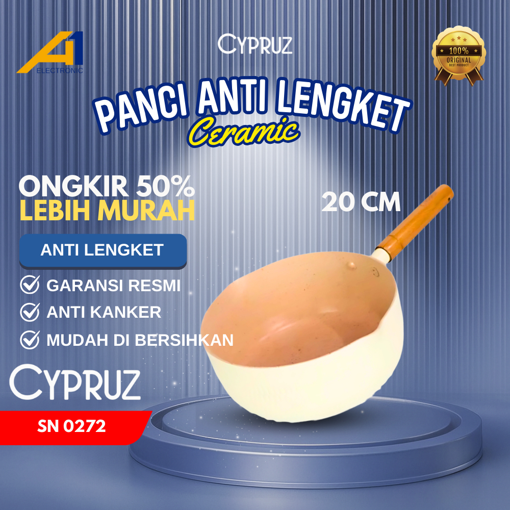 CYPRUZ SN 0272 Sauce Pan 20 Cm Panci Susu Color Series Anti Lengket, Kompor Induksi, Warna Putih