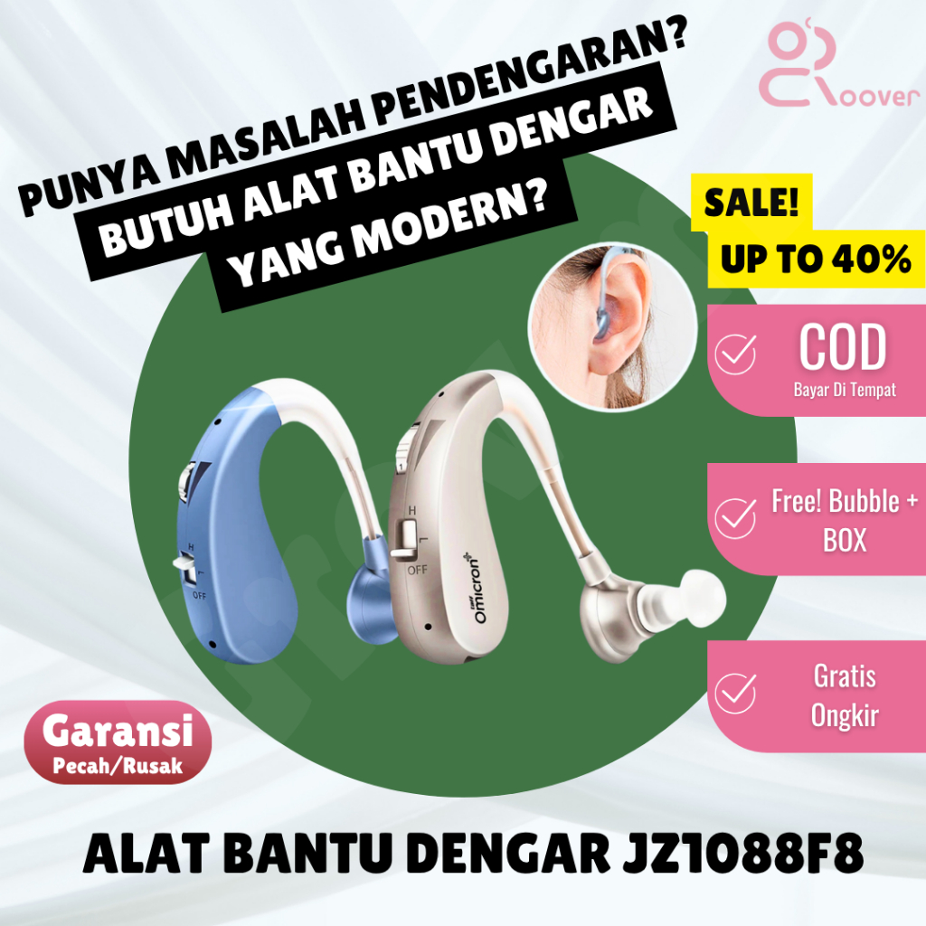 TaffOmicron Hearing Aid Rechargeable Ergonomic JZ-1088 F8