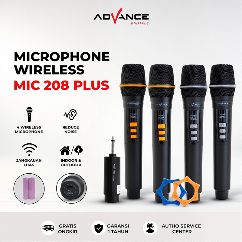 Advance Mic-208 Plus Isi 4 Pcs Mic Wireless Recharger