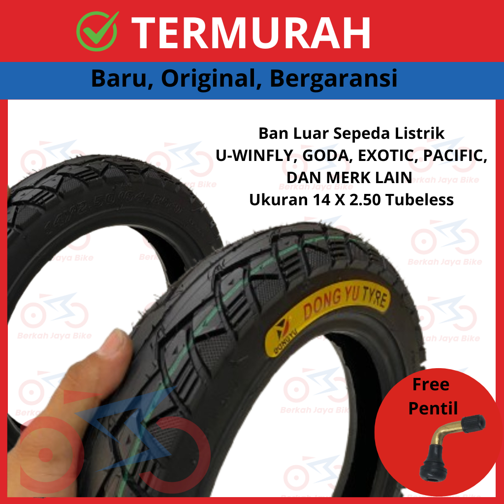 PREMIUM Ban Luar Ban Tubeless Sepeda Listrik Selis U Winfly / Goda / Exotic / Pacific Ukuran 14 X 2.