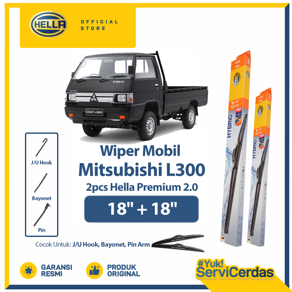 Wiper Mobil MITSUBISHI L300 18” + 18” (2pcs) - HELLA Hybrid