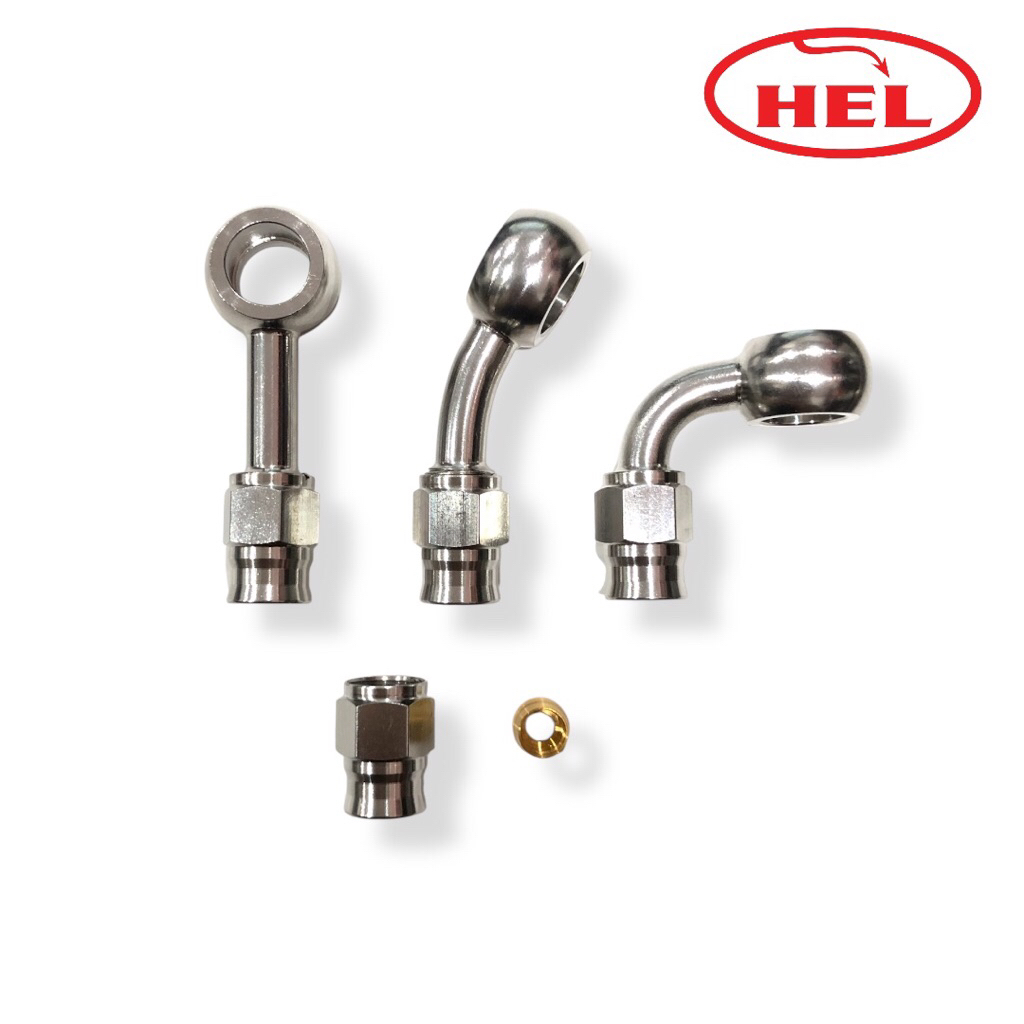 Nepel Fitting Banjo Selang Rem HEL Stainless Steel 0/45/90 Derajat Original