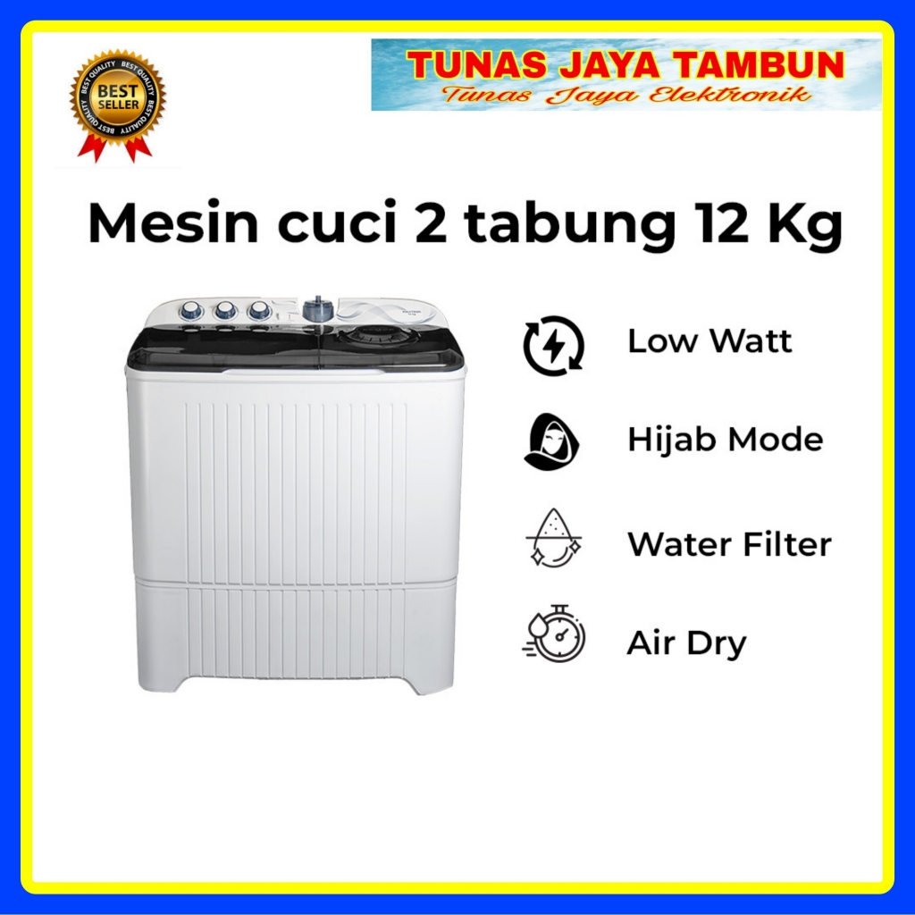 MESIN CUCI POLYTRON PWN 1203 / MESIN CUCI POLYTRON 2 TABUNG 12KG / POLYTRON PWM1203X