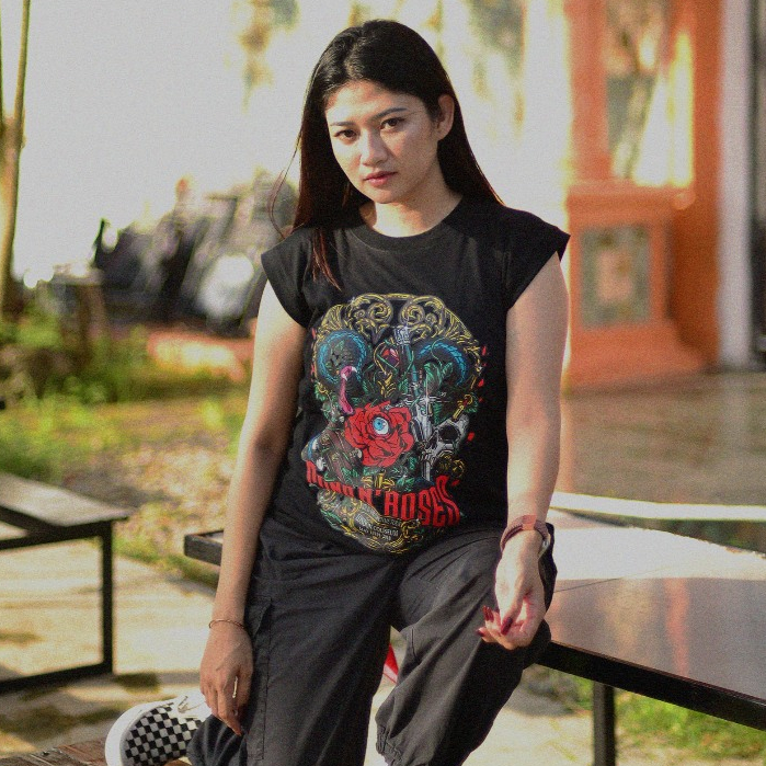 Probeer Hard - Sleeveless Shirt Guns N' Roses London Coliseum - Kaos Lekbong Band - Cotton 30 s