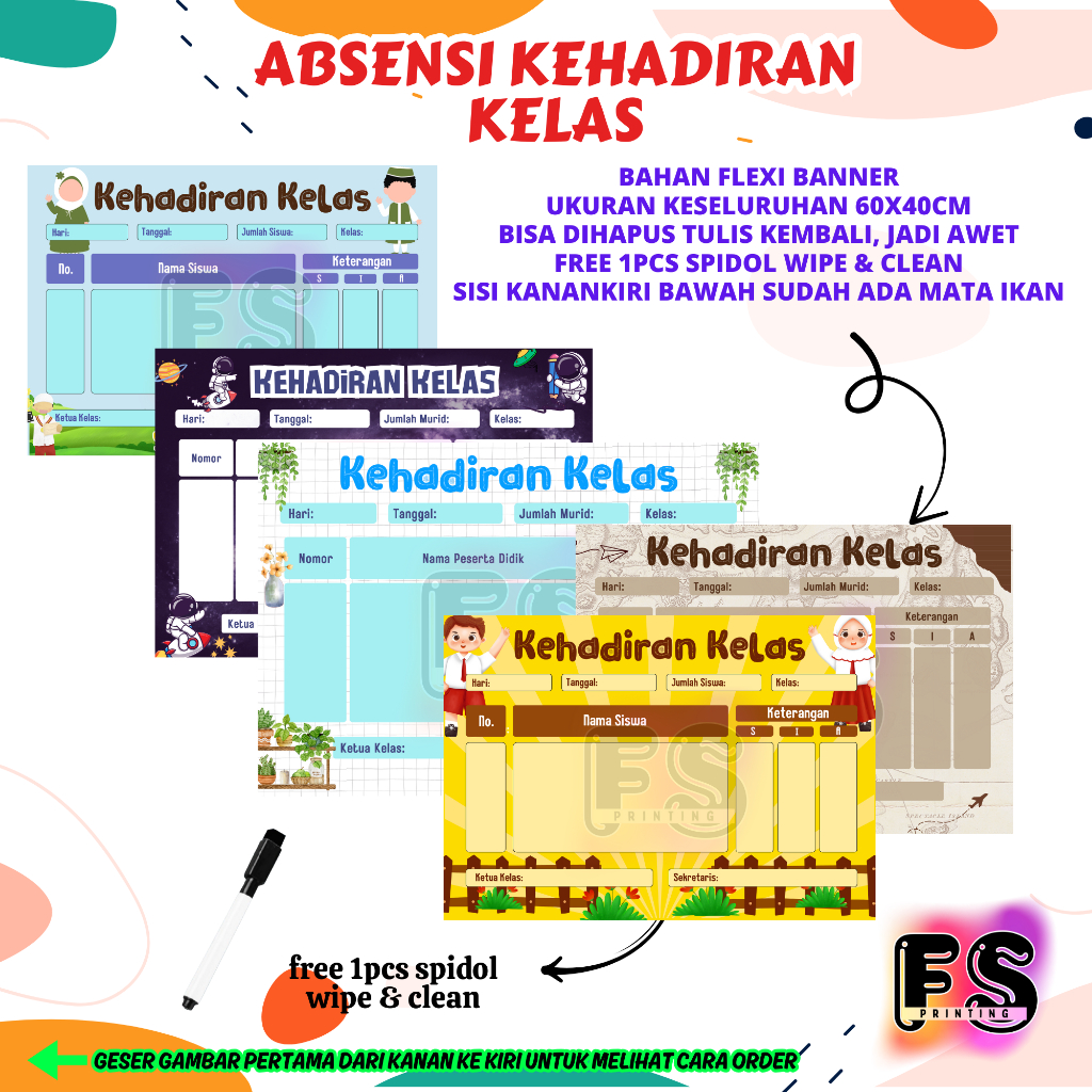 poster absensi kelas sekolah