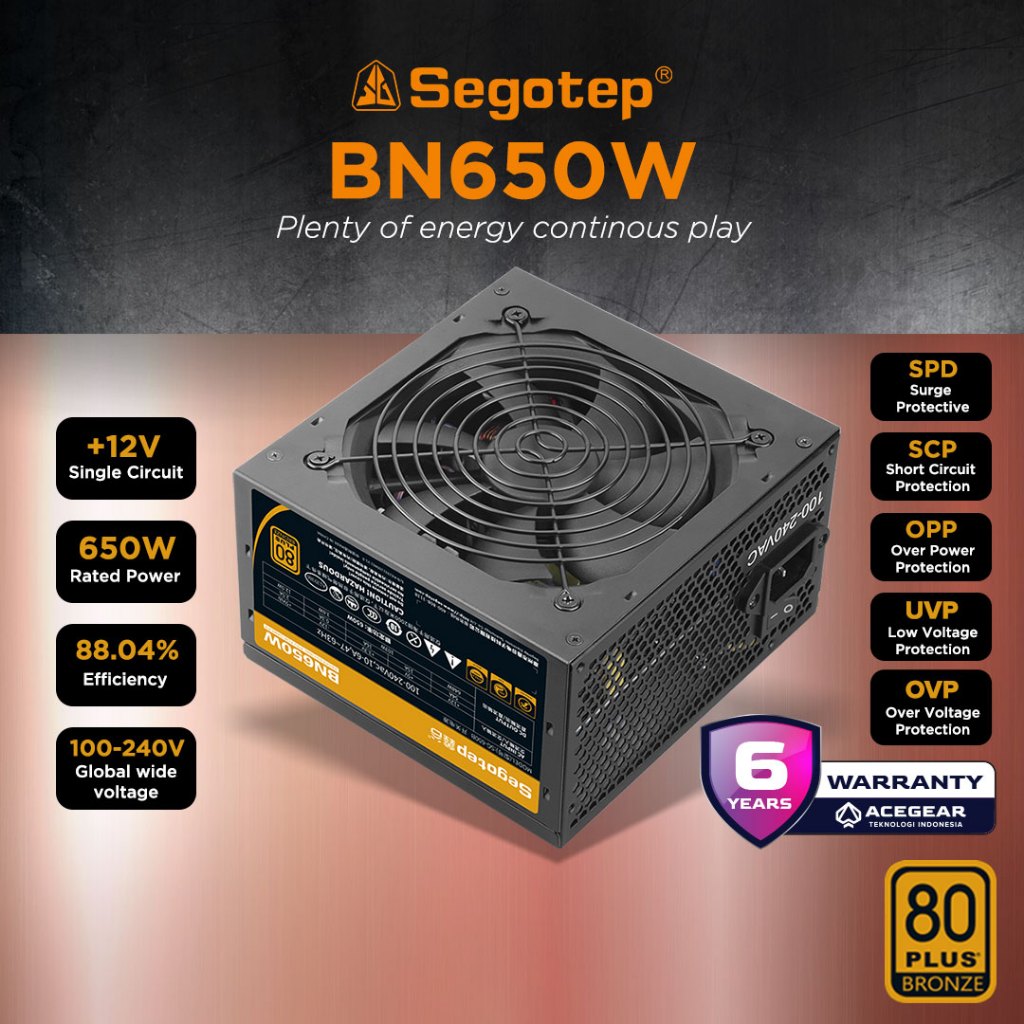 SEGOTEP BN650W PSU 80 PLUS Bronze 650W - POWER SUPPLY 650W 80+ Bronze