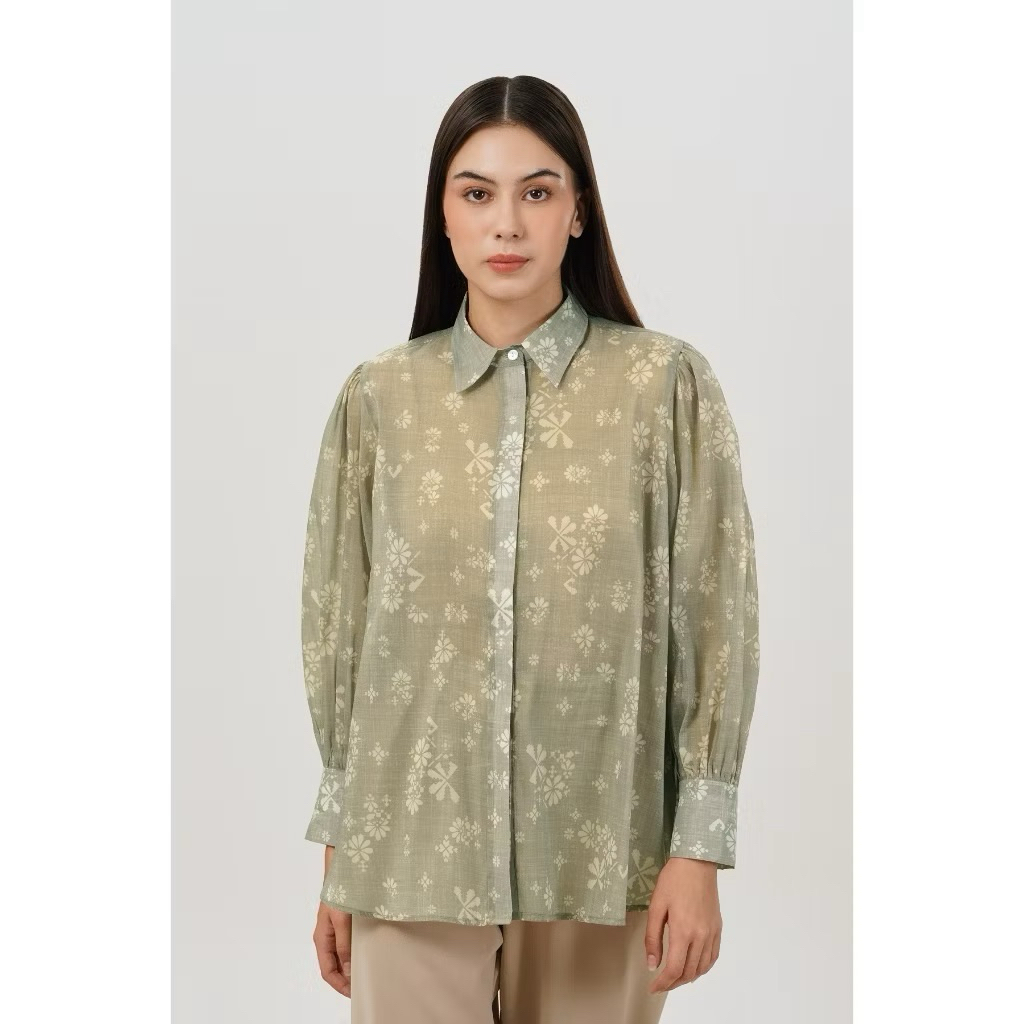Benang Jarum - Khanum Organza Shirt - Khaki original jastip benang jarum
