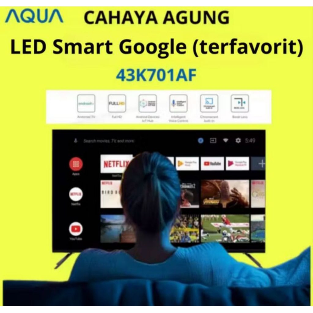 LED TV AQUA 43 INCH GARANSI RESMI 43K701AF ANDROID 11 K701AF